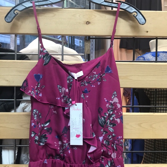 NWT,Parker
Floral Ruffled Hi-Lo Midi Dress,delfina - Picture 5 of 16